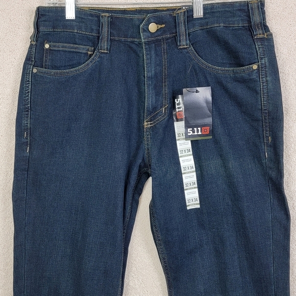 5.11 Tactical Defender Flex Straight Dark Wash Denim Blue Jeans Sz 32x34 NEW - Picture 6 of 12